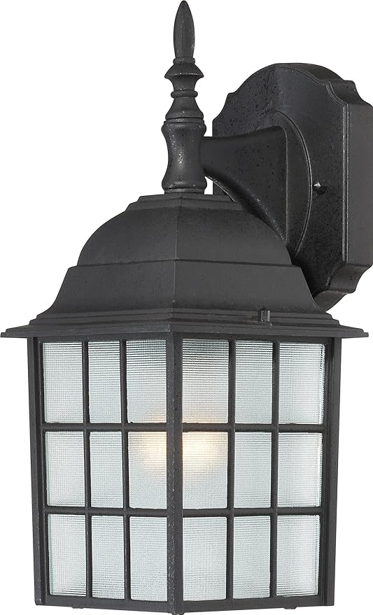 Nuvo Lighting 60/4906 Adams One Light Wall Lantern/Arm Down 100 Watt A19 Max. Frosted Glass Textured Black Outdoor Fixture