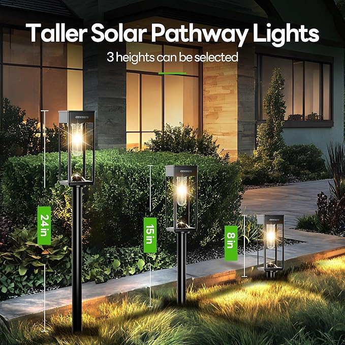 Solar Pathway Lights Outdoor IP65 Waterproof, 6 Pack 3000K LED Auto On/Off Walkway Landscape Light for Yard Lawn Garden Patio Driveway Outside Decor, Warm White