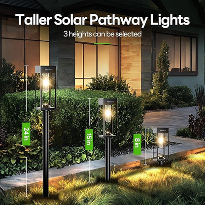 Solar Pathway Lights Outdoor IP65 Waterproof, 8 Pack 3000K LED Auto On/Off Walkway Landscape Light for Yard Lawn Garden Patio Driveway Outside Decor, Warm White