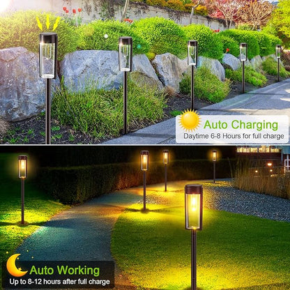 LETMY Solar Pathway Lights Outdoor, New Upgraded 6 Pack Solar Outdoor Lights, IP65 Waterproof Auto On/Off Solar Garden Lights Solar Powered Landscape Path Lights for Yard Lawn Patio Walkway