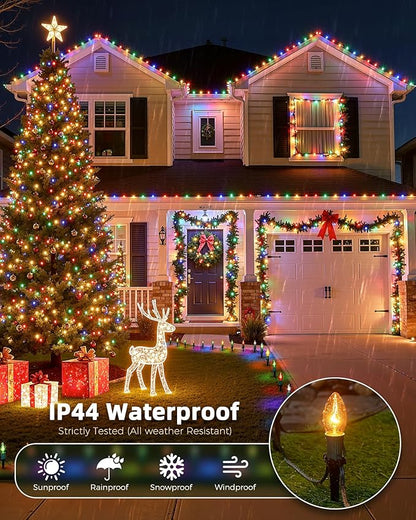 2-Pack Pathway Christmas Lights Outdoor, 25.7ft 40 Bulb Lights with Stakes, Multicolor
