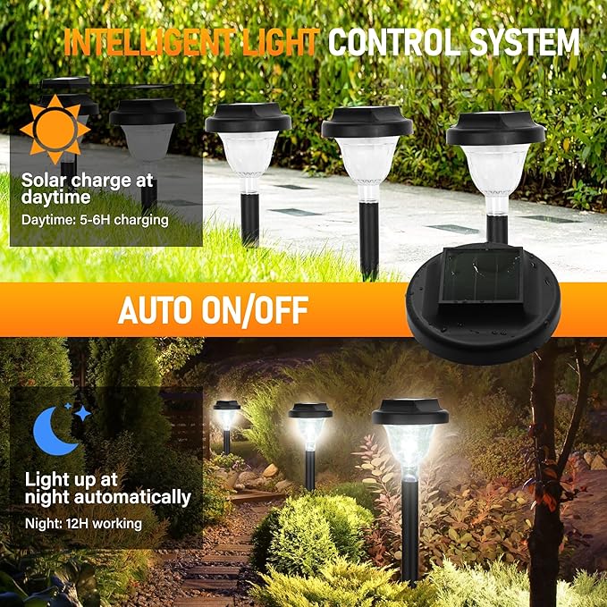 10-Pack IP65 Solar Landscape Lights for Garden