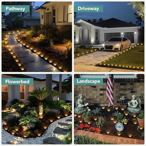 10-Pack Solar Ground Disk Lights, Warm White Waterproof LED