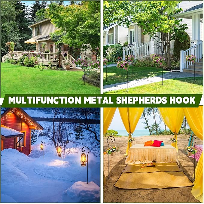 2-Pack 48" Shepherd's Hooks, Heavy-Duty Garden Stakes