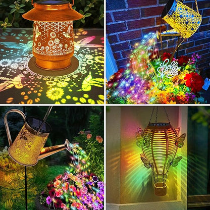 VOOKRY Watering Can Solar Lights Replacement Top - 1 Pack 3.6in Round Solar Panel with 3.5Ft 80 LED Flashing String Lights, Outdoor Waterproof Lantern Decorative Replacement Accessories(Multicolor)