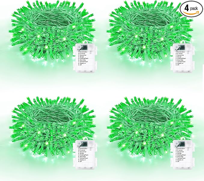 Christmas Fairy Lights 4-Pack, 66ft 200 LED Battery Twinkle Lights