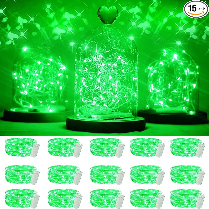 15-Pack 6ft Christmas LED String Lights, Waterproof Timer Lights
