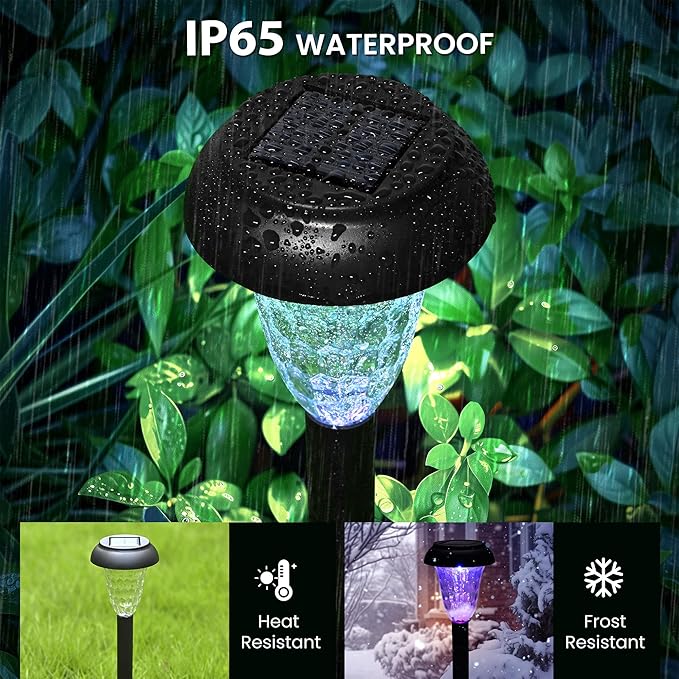 Solar Pathway Lights Outdoor Waterproof 8 Pack Color Changing Garden Light for Yard Patio Driveway Walkway Lawn Landscape Lighting for Outdoor Decor