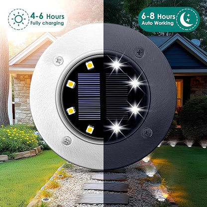 SOLPEX Solar Lights Outdoor Waterproof, 12 Pack Solar Ground Lights, Solar Garden Lights Landscape Lighting for Pathway Driveway Patio Backyard Walkway (Cool White)