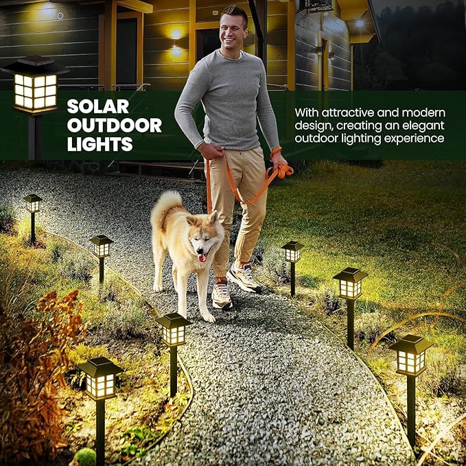 Solar Walkway Path Lights 6-Pack, Waterproof