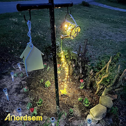Anordsem Solar Watering Can Lights: Metal Butterfly Lantern Outdoor with Hook - Waterproof Garden Art Hanging Decoration for Yard Patio Lawn - Christmas Birthday Gifts for Women Mom Grandma