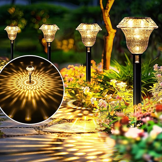 Solar Walkway Path Lights 8-Pack, Waterproof