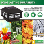 4-Pack Black Yard Post Cap Lights, Solar LED