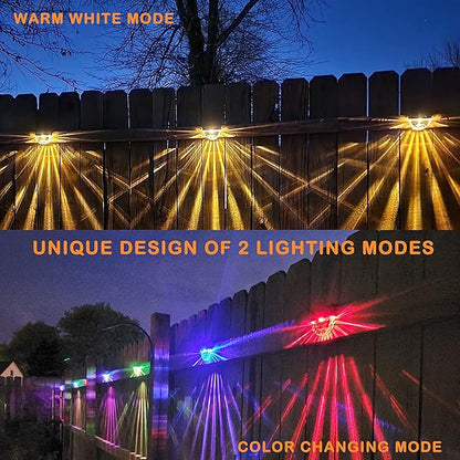 Solar Deck Lights, 6 Pack Waterproof LED Solar Step Light Outdoor, Fence Lights Solar Powered for Outside, Garden, Patio, Stairs,Yard,10 Lumens, Warm White/Color Changing Lighting