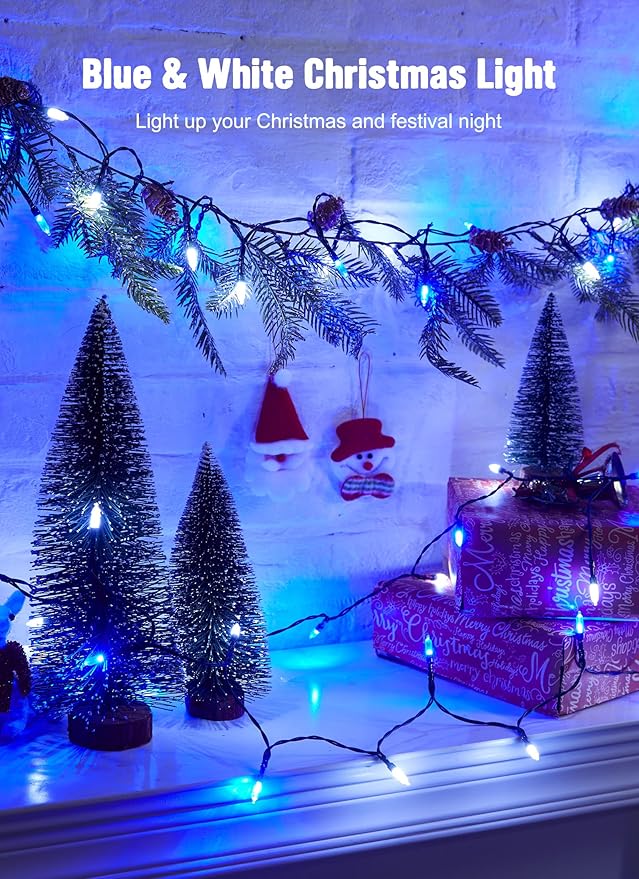 8ft Christmas LED String Lights, Waterproof Timer Lights