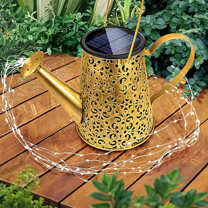 Anordsem Solar Watering Can Lights: Metal Cloud Lantern Outdoor with Hook - Waterproof Garden Art Hanging Decoration for Yard Patio Lawn - Christmas Birthday Gifts for Women Mom Grandma