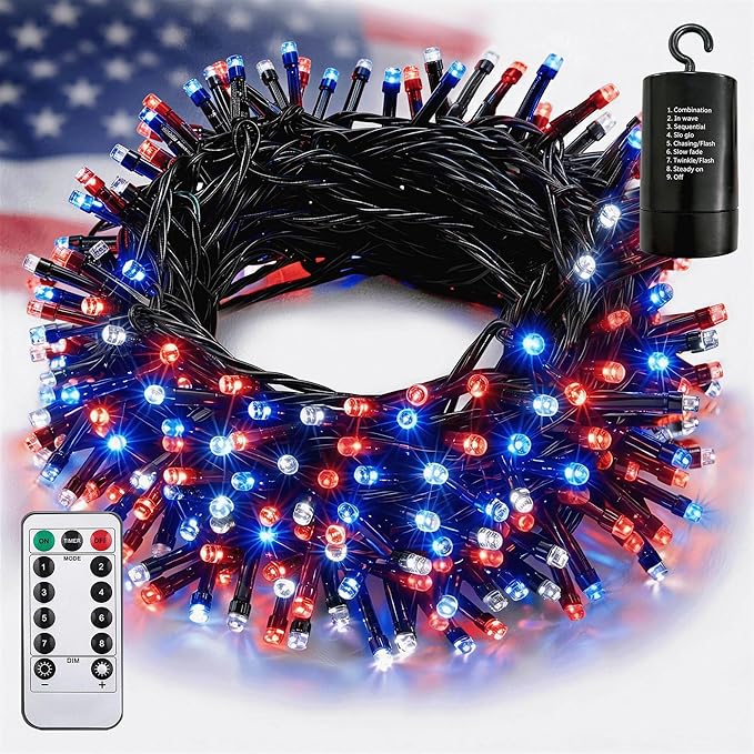 Christmas Patio String Lights, 66ft 200 LED Waterproof
