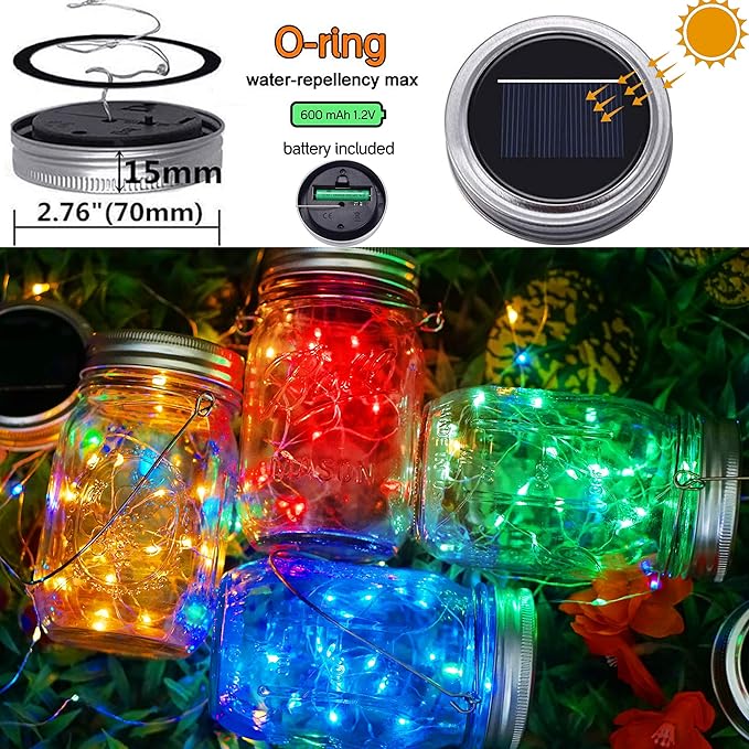 8-Pack Outdoor String Lights, Waterproof LED