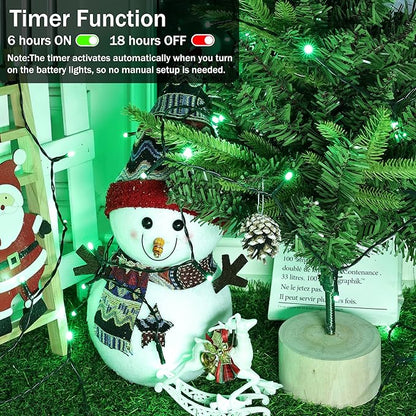 Lomotech St Patrick's Day Decorations Lights - 4 Pack Total 66ft 200LEDs Battery String Lights 8 Modes Waterproof with Timer for Home, Garden, Party, Holiday, Tree Decoration (Green Wire, Green)