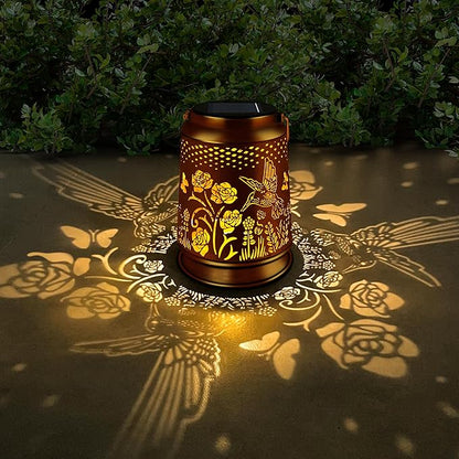 KY&BOSAM Solar Lanterns Outdoor Waterproof Rose Hummingbird Lantern Garden Decor Birthday Gifts for Women Mom Grandma Hanging Solar Lights LED Metal Openwork Decorative for Patio Yard Lawn Backyard