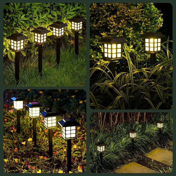 16-Pack Warm White Solar Path Lights, Outdoor Yard LED