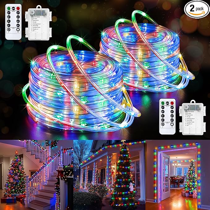 Solar Rope Lights, 66ft 200 LED Waterproof Porch Lights