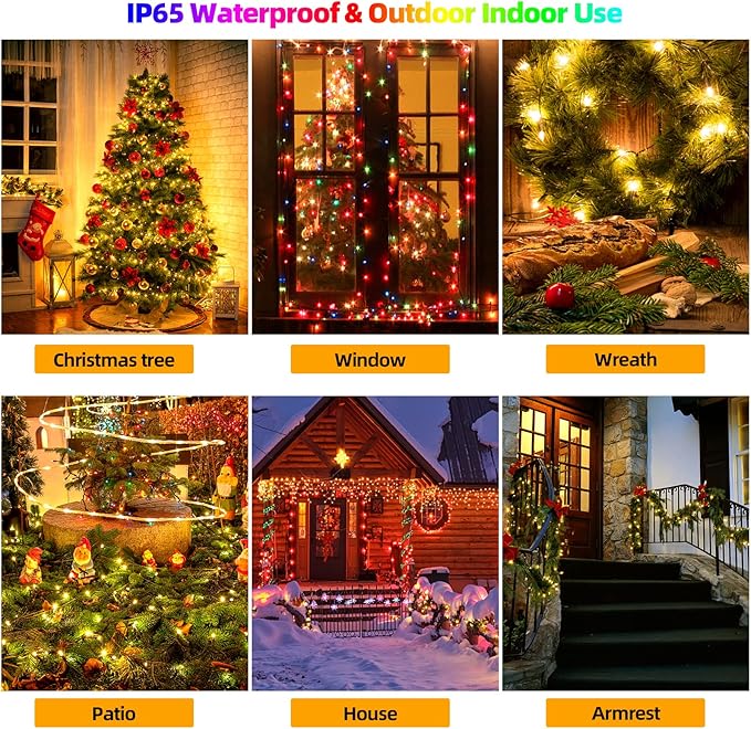Tcamp Battery Operated Christmas Tree Lights with Remote Memory Timer Function, 33ft 100LED USB Christmas Lights 12 Lighting Modes for Christmas Outdoor Indoor Decor (Warm White to Multicolor)