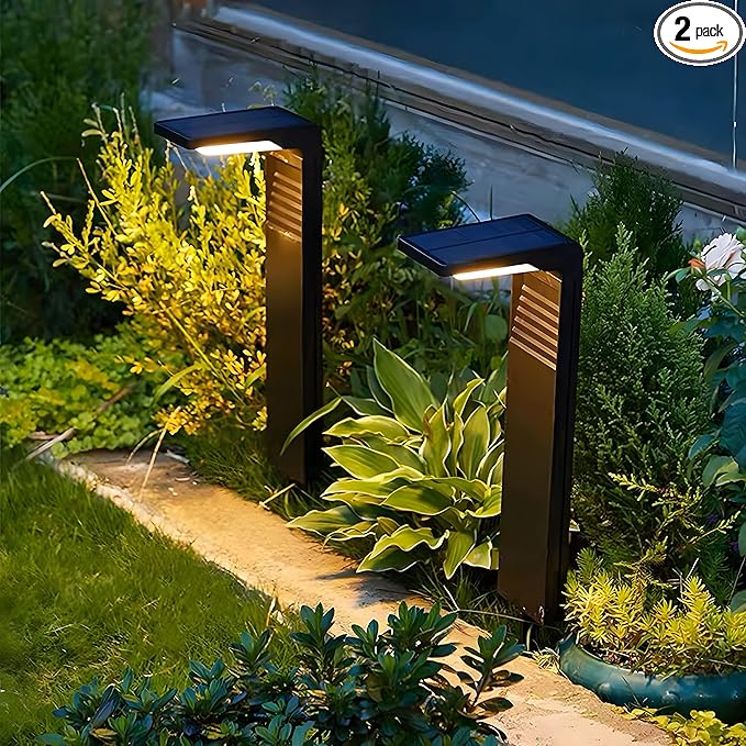 Solar Outdoor Lights,2 Pack LED Solar Lights Outdoor Waterproof, Solar Walkway Lights Maintain 12 Hours of Lighting for Your Garden, Landscape, Path, Yard, Patio, Driveway