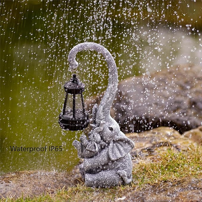 Solar Elephant Garden Statue Light, Outdoor Decor
