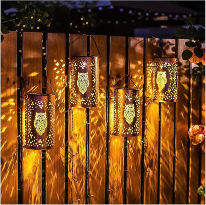 Owl Solar Lanterns Outdoor Waterproof Hanging Solar Lights Owl Gifts for Women Men Metal Decorative LED Owl Lanterns for Garden Decor,Yard,Patio,Lawn,Tabletop,Pathway,Landscape