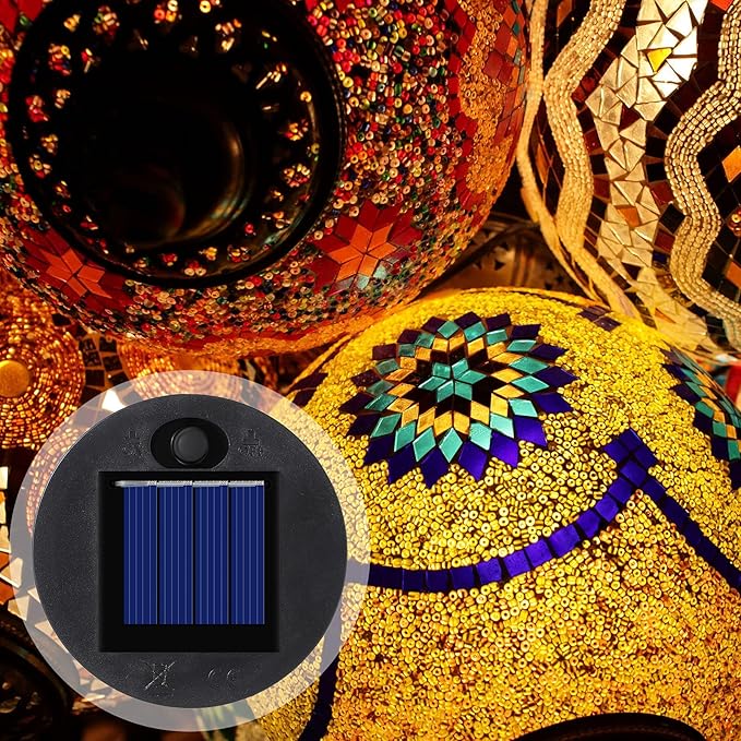 4 Pieces Replacement Solar Light Tops Outdoor Hanging Lantern Solar Light Parts Round Waterproof Decorative for Outdoor Hanging Lanterns, Warm(3.35 Inch in Diameter)