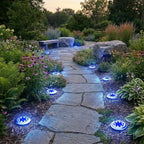 8-Pack Blue Flat Solar Walkway Lights, Waterproof LED