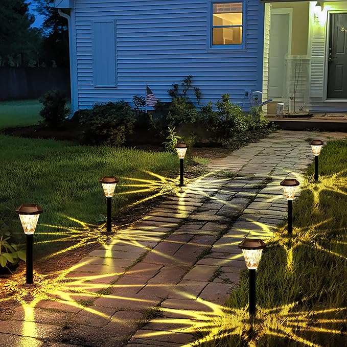 GIGALUMI 12 Pack Solar Lights Outdoor Waterproof, Outdoor Solar Lights for Yard, Solar Garden Lights, Yard Decorations Outdoor for Pathway, Patio, Garden, Driveway, Lawn, and Landscape(Warm White)