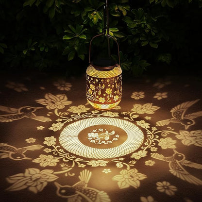 Hummingbird Solar Lanterns Outdoor Waterproof Garden Decor Birthday Gifts for Mom Women Grandma Metal Hanging Solar Lights Outdoor Decoration for Patio,Yard,Porch,Backyard
