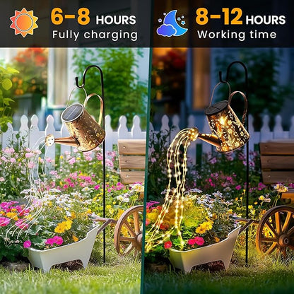 Solar Lights Outdoor Decor, Perfect Gardening Gift for Mom Women Grandma, Thoughtful Birthday Present, Hanging Lanterns Watering Can Lights for Garden, Yard, Porch, Patio Backyard Decoration