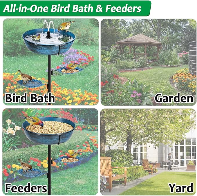 Freestanding Bird Bath & Feeder, Outdoor Metal