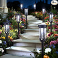 8-Pack White Solar Path Lights, Outdoor Driveway LED
