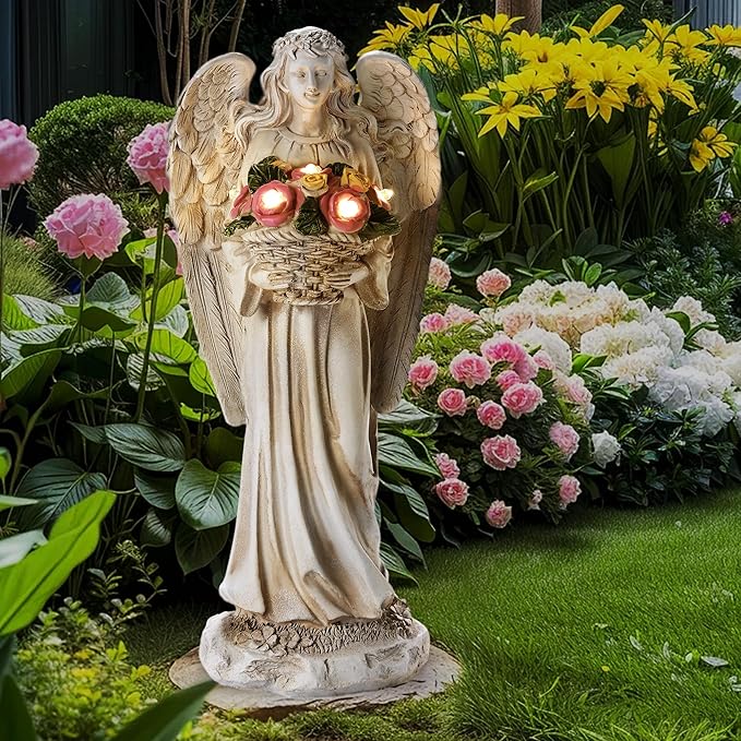 Solar Flower Garden Statue Light, Outdoor Decor