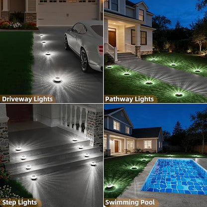 VOLISUN Solar Ground Lights Outdoor,12 Pack Flat Solar Pathway Lights,IP67 Waterproof Solar Powered Disc Lights,Landscape Lighting for Garden Yard Walkway Patio Driveway,Cool White