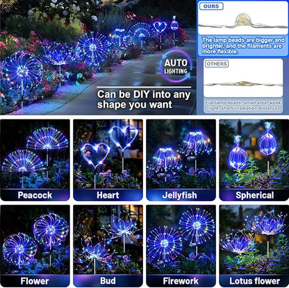 Anordsem Solar Lights Outdoor Waterproof: Garden Light Solar Powered for Yard Outside - Fireworks Lamp Colorful Lighting Path Decor 6 Pack - LED Sparkler DIY Decorating Gifts for Women Mom Wife