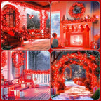 4-Pack 400 LED Christmas Twinkle Lights, 132ft Waterproof for Porch