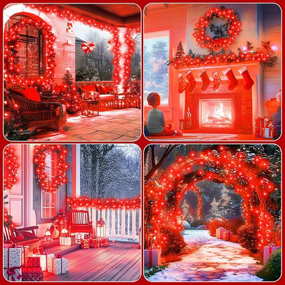 4-Pack 400 LED Christmas Twinkle Lights, 132ft Waterproof for Porch