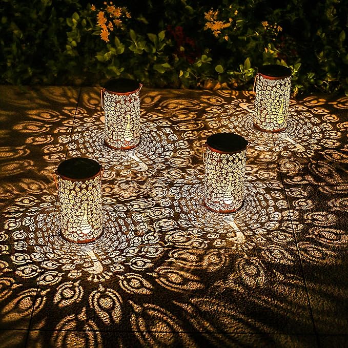 2-Pack Elegant Peacock Solar Lanterns for Backyard, Waterproof LED