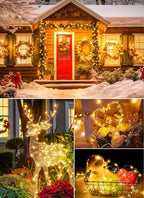 200 LED Christmas Twinkle Lights, 66ft Waterproof for Porch