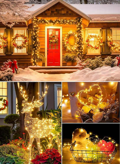 200 LED Christmas Twinkle Lights, 66ft Waterproof for Porch