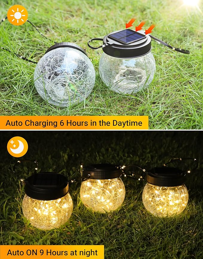 Globe Solar Lanterns, Waterproof LED Garden Lights