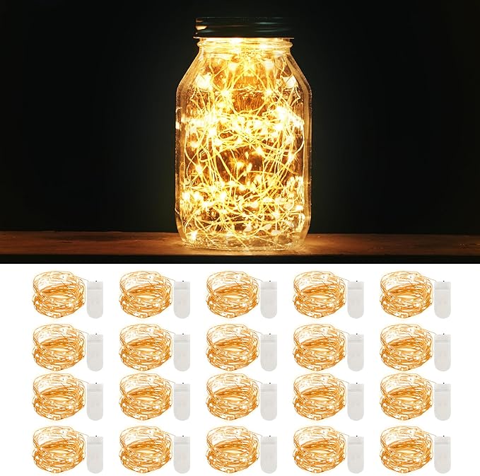 20-Pack Outdoor String Lights, 3ft Warm White Waterproof LED