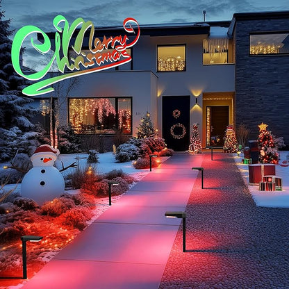 Solar Pathway Lights Outdoor, Smart Color Changing with 9-in-1 (Warm White/Cool White/RGBCW) Modes,Bright Landscape Lighting Waterproof for Walkway,Garden,Driveway,Yard,Patio(6pack)