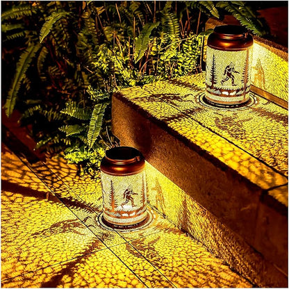 Bigfoot Solar Lanterns Outdoor Hanging Waterproof Solar Lights Big Foot Sasquatch Gifts for Men Women Metal Decorative LED Lanterns for Outside, Patio, Landscape, Yard Decor, Garden Decorations