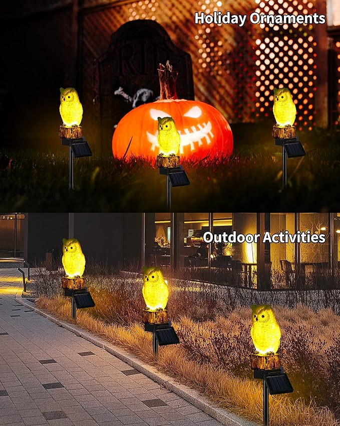 Solar Owl Statue Light, Yard Decor
